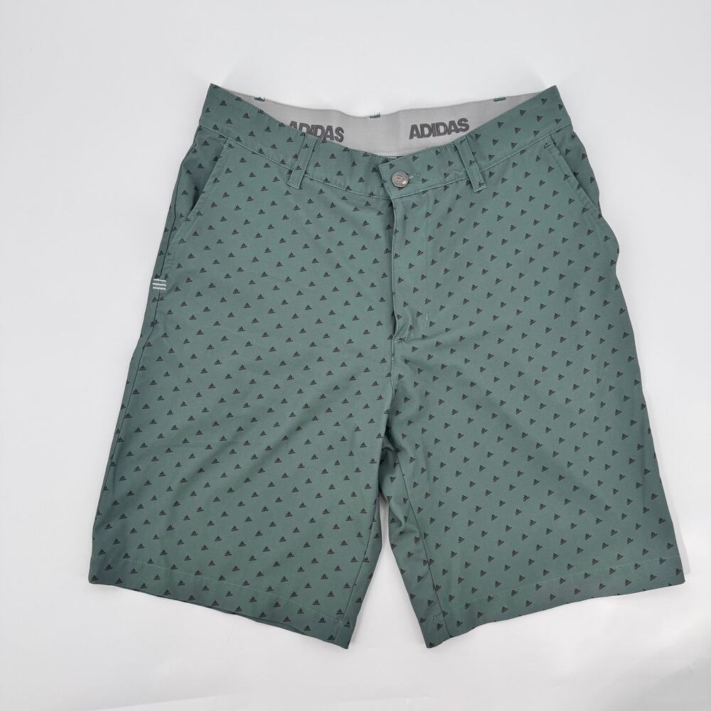 Adidas Ultimate365 Golf Shorts Mens 30 Green Logo Print Stretch Performance